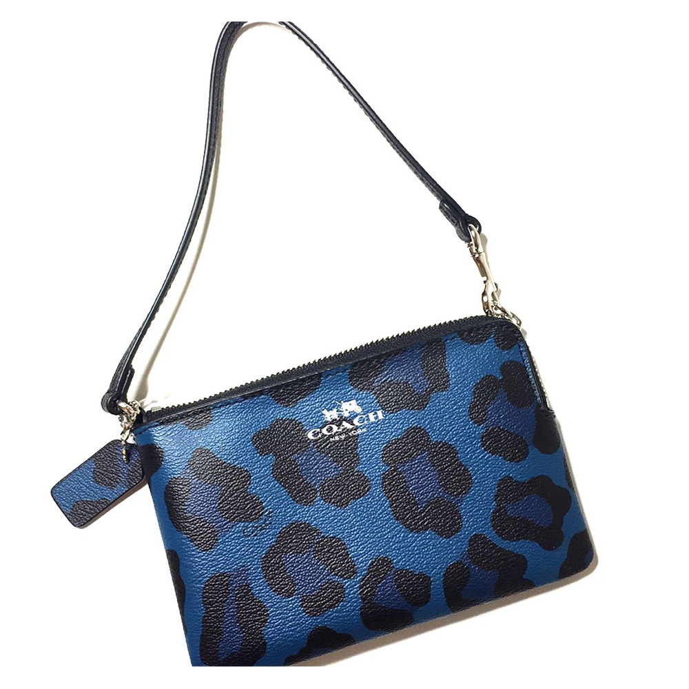 Coach Ocelot Print Corner Zip Wristlet Purse